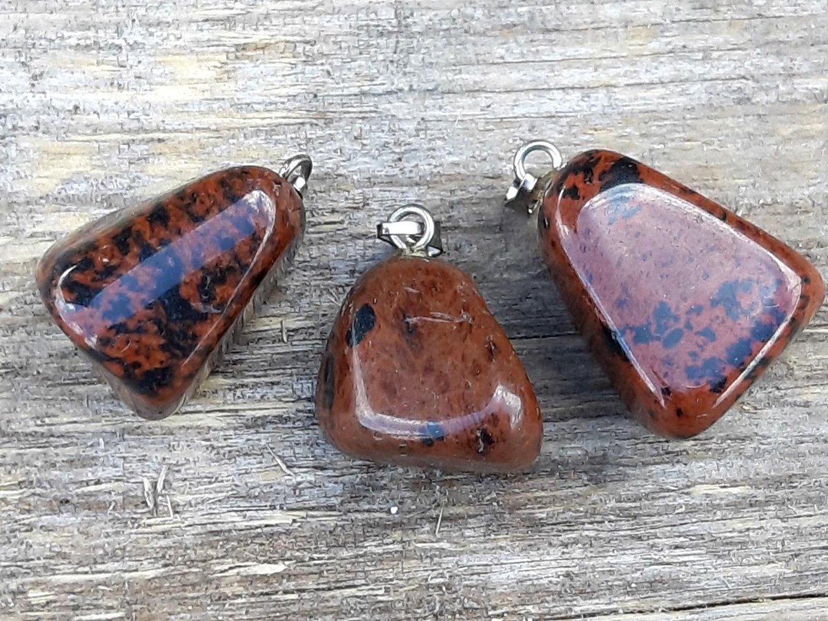 Edelsteen Mahonie Obsidiaan hanger